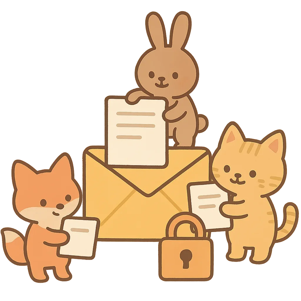Cute animals sharing files securely